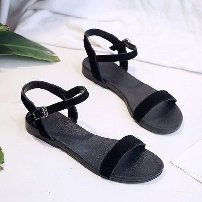 Women Flat Sandals Genuine Cow Suede  New Ladies New Flat Sandal