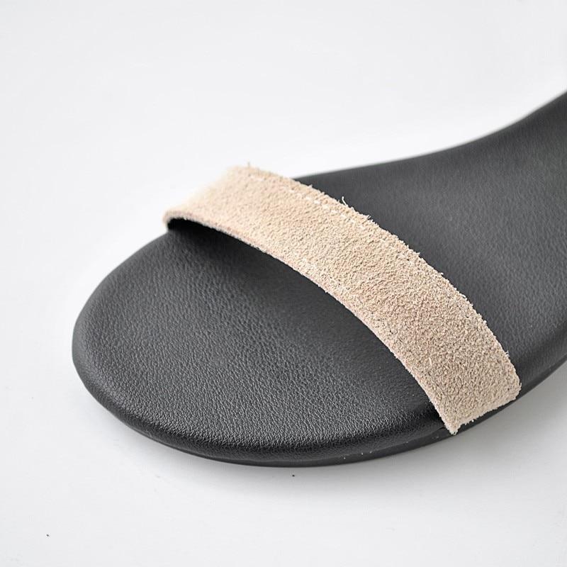 Women Flat Sandals Genuine Cow Suede  New Ladies New Flat Sandal