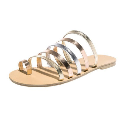 Women Flat Sandals  Gladiator Sandals Ladies Strap Slippers Roman Female Flip Flops Outdoor Casual Sandals