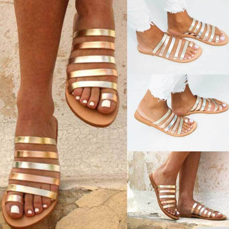 Women Flat Sandals  Gladiator Sandals Ladies Strap Slippers Roman Female Flip Flops Outdoor Casual Sandals