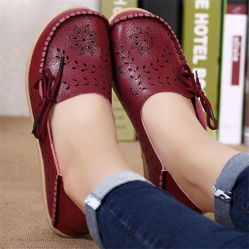 Women Flats Cut-outs Comfortable Women Casual Shoes Round Toe Moccasins Loafers