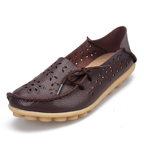 Women Flats Cut-outs Comfortable Women Casual Shoes Round Toe Moccasins Loafers