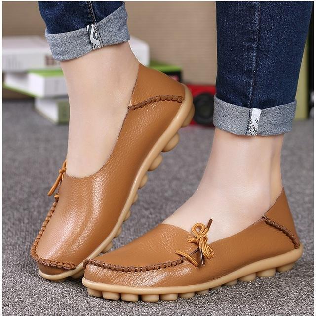 Women Flats Soft Genuine Leather Shoes Women Moccasins Shallow Casual Shoes
