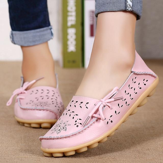 Women Flats Women Genuine Leather Shoes