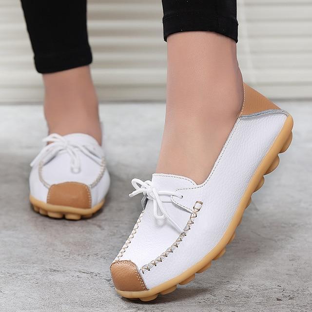Women Geniune Leather Shoes Moccasins Mother Loafers