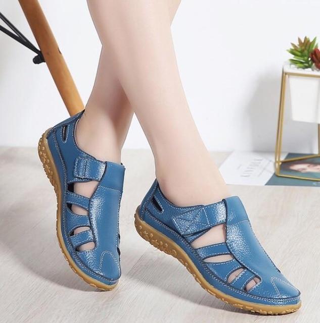 Women Gladiator Sandals Shoes Genuine Leather