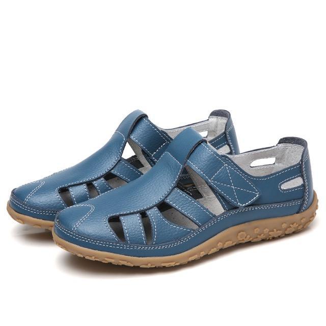 Women Gladiator Sandals Split Leather Summer Shoes