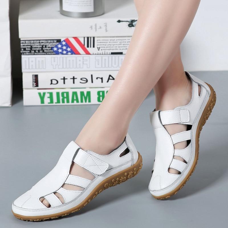 Women Gladiator Sandals Split Leather Summer Shoes