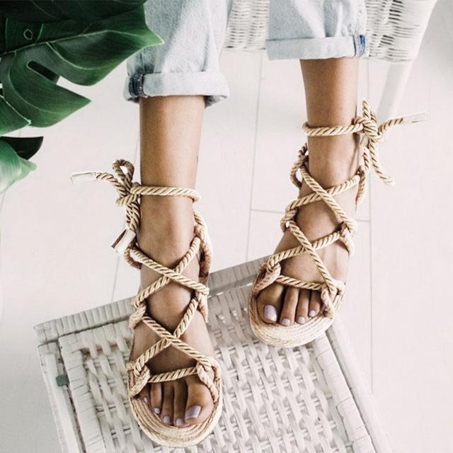 Women New Sandals Women High Heel Peep Toe Lace Up Sandals