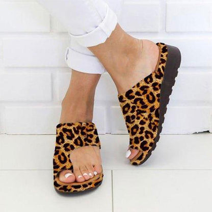 Women PU Leather Shoes Comfy Platform Flat Sole Ladies Casual Soft Big Toe Foot Correction Sandal