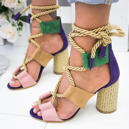 Women Sandals Lace Up  Shoes Woman Heels Sandals