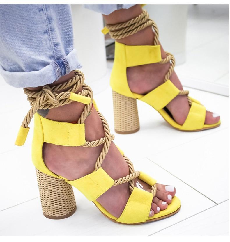 Sandals Lace Up Shoes Woman Heels Sandals