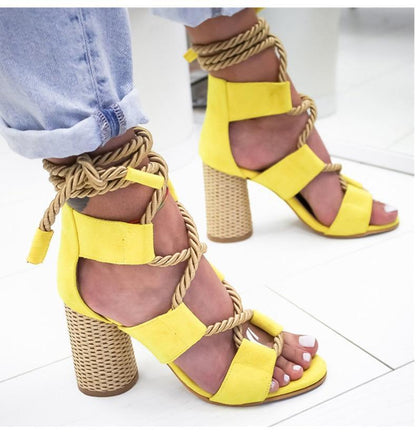 Sandals Lace Up Shoes Woman Heels Sandals