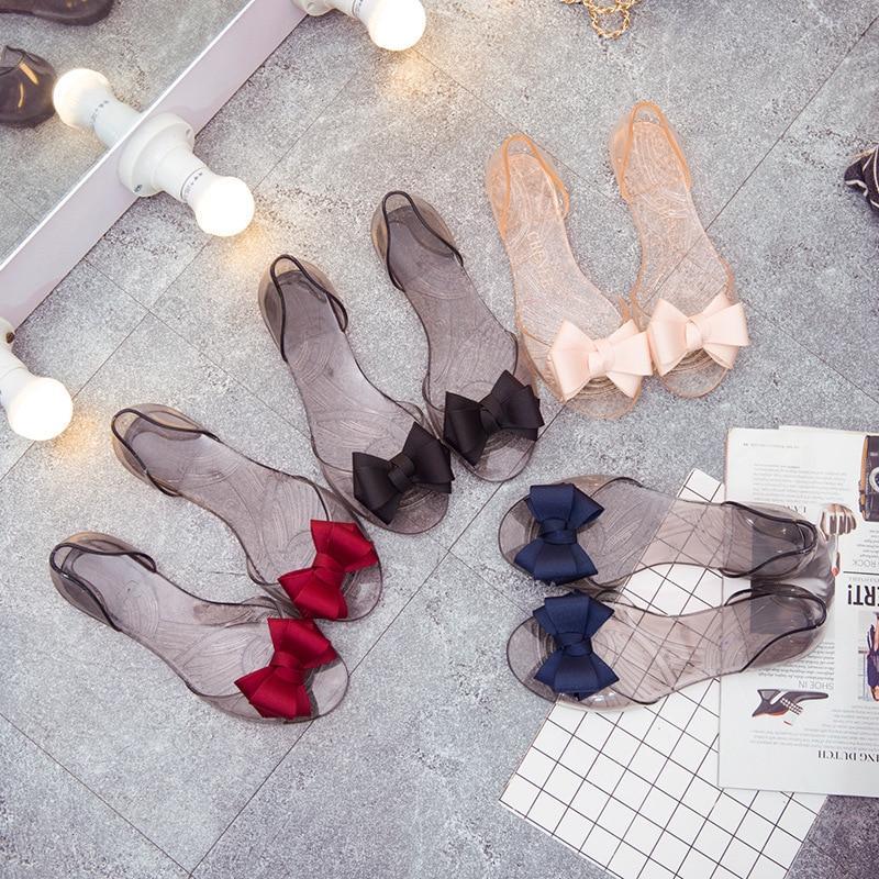 Women Sandals Open Toe  Jelly Shoes Woman Fashion Butterfly-knot Flat Sandals