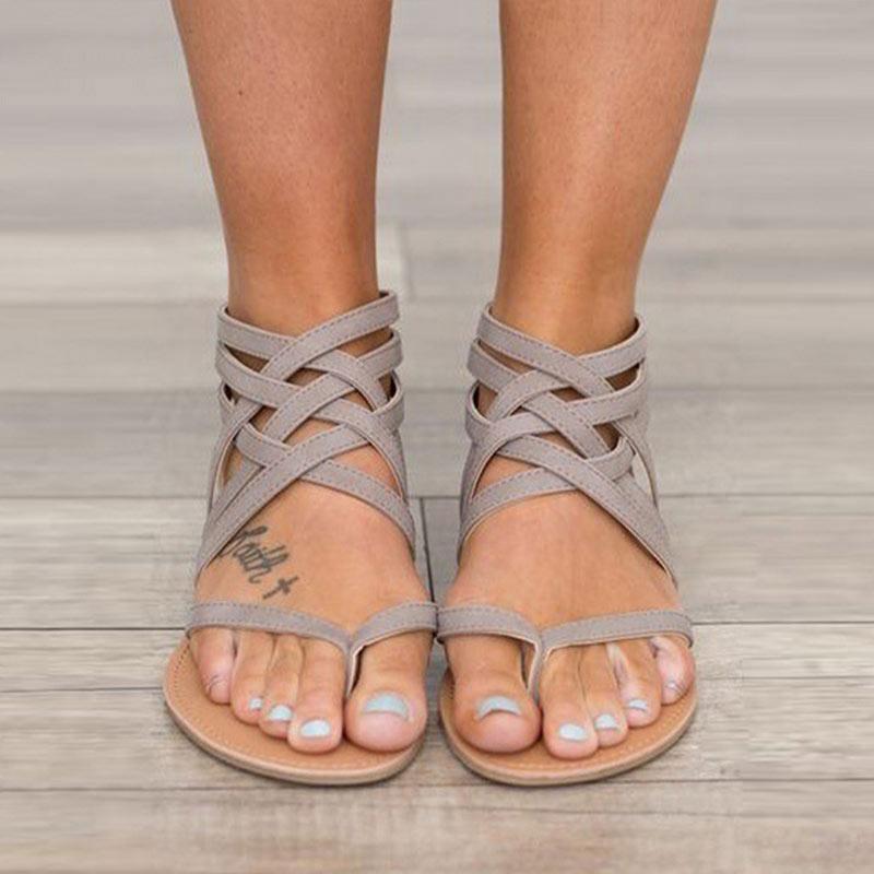 Women Sandals Plus Size Gladiator Sandals For Beach Shoes Woman Rome Flat Sandals