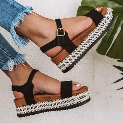 Women Shoes With Platform Sandals Straw Thick Bottom Ladies Sandals