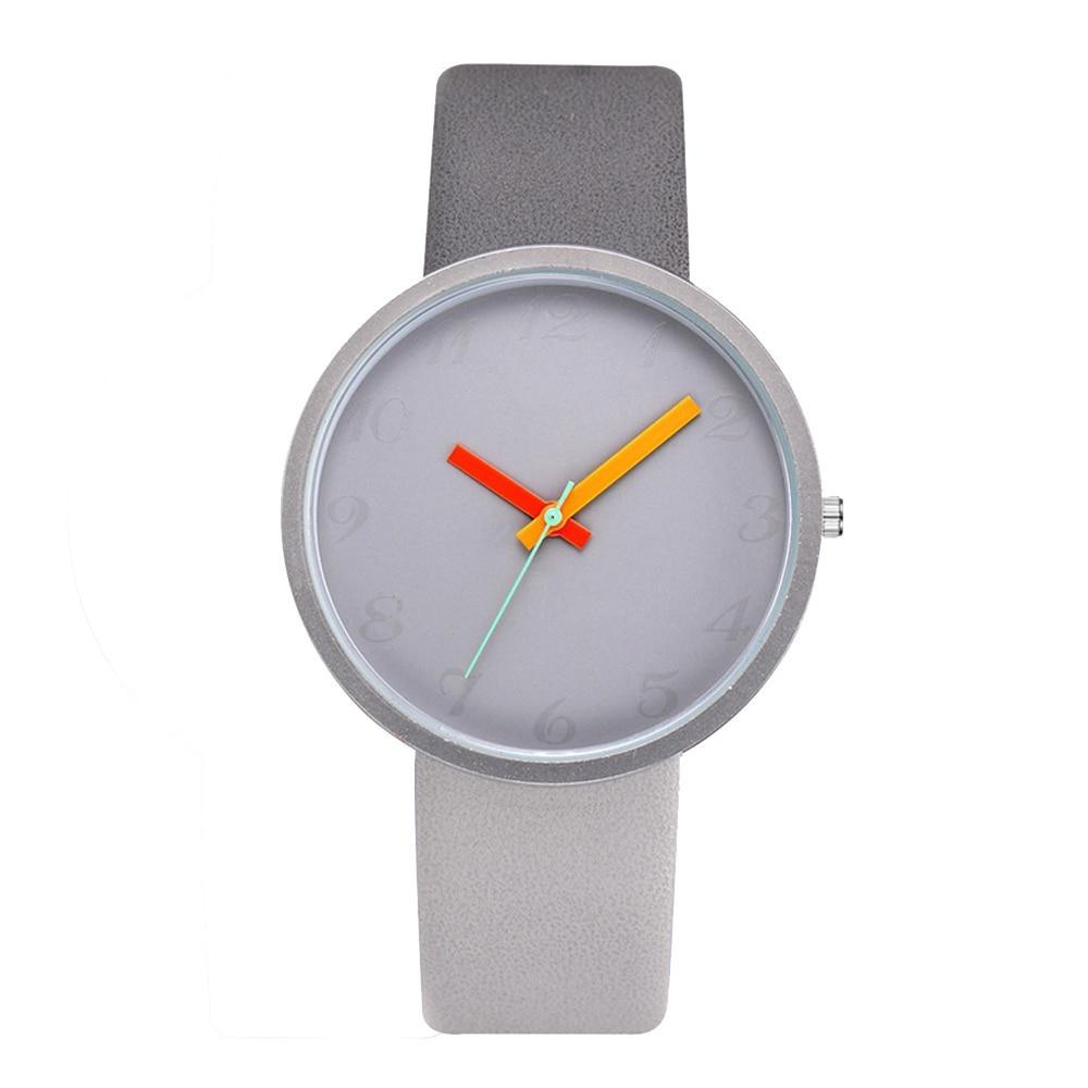 Women Watch Gray Contrast Leather Quartz Watch Women Men Watches Lovers Unisex Casual Ladies Wrist Watch Clock Relogio Feminino