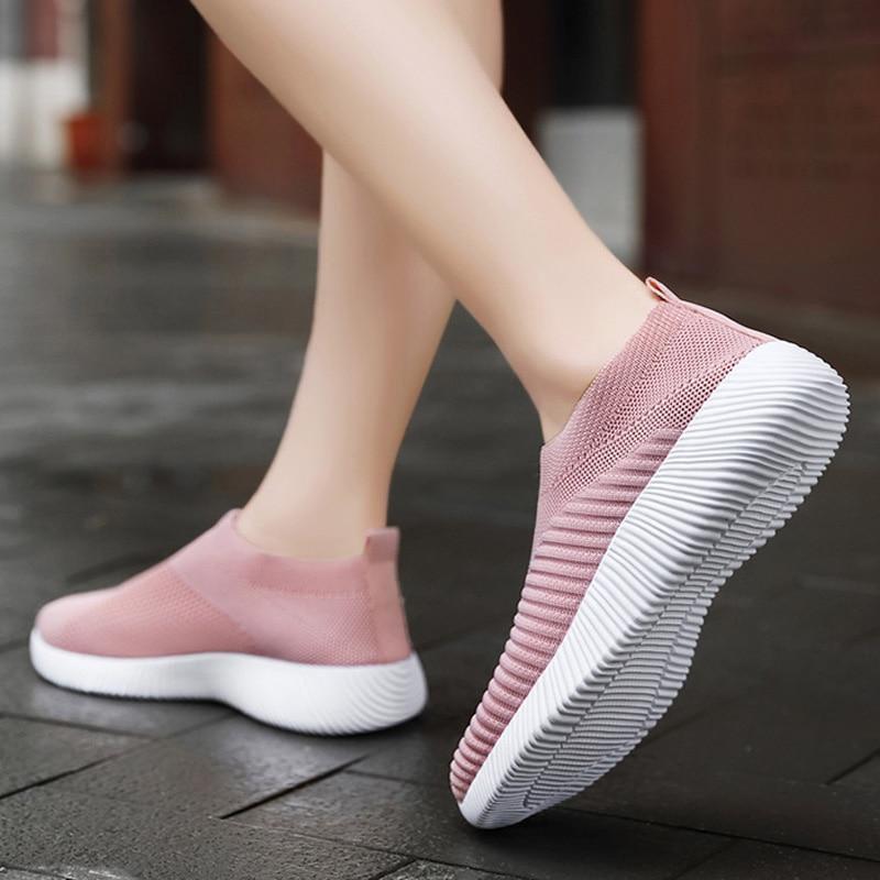 Women's Sneakers Flat Knitting Women Shoes New Plus Size