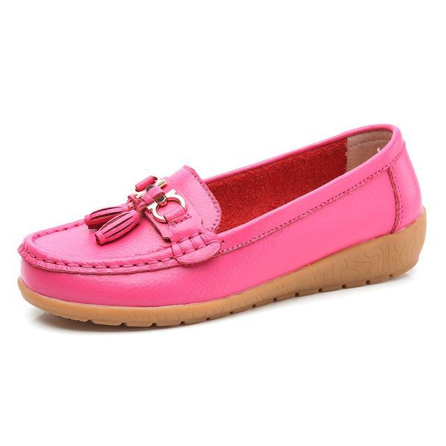 Women shoes mother shoes woman flats soft bottom genuine leather ladies ballet loafers