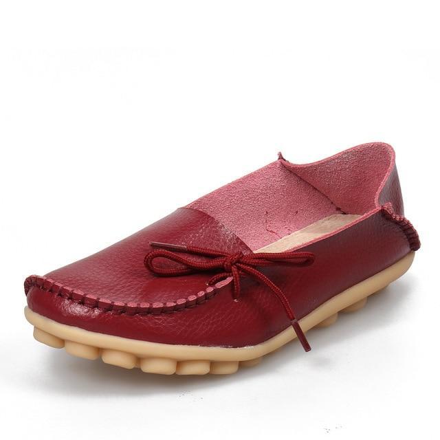 Women Flats Mother Leather Shoes Casual Moccasins Driving Loafers