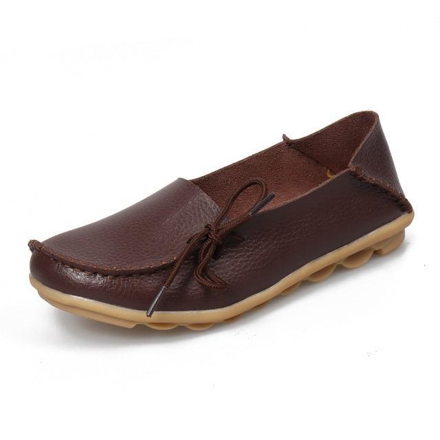 Women Flats Mother Leather Shoes Casual Moccasins Driving Loafers