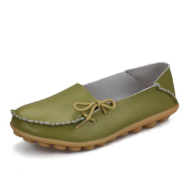 Women Flats Mother Leather Shoes Casual Moccasins Driving Loafers