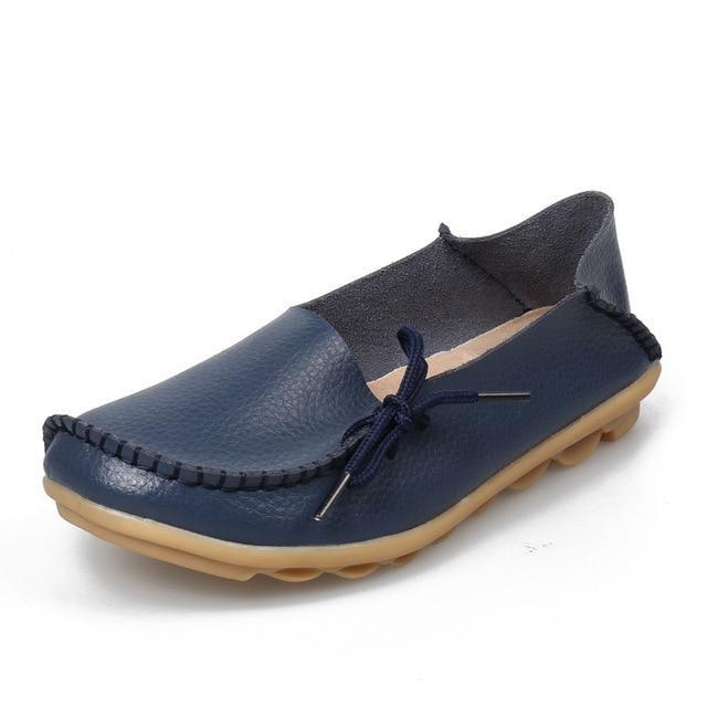 Women Flats Mother Leather Shoes Casual Moccasins Driving Loafers