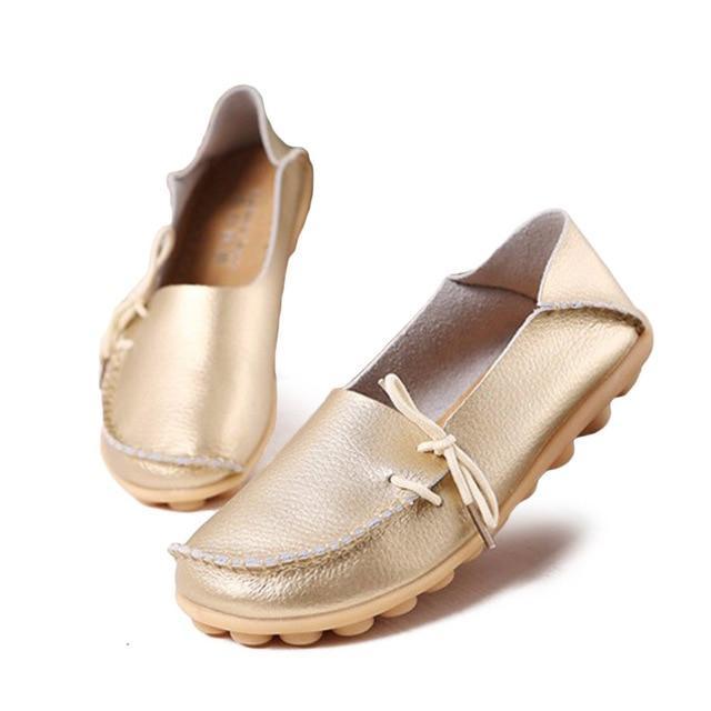 Women Flats Mother Leather Shoes Casual Moccasins Driving Loafers