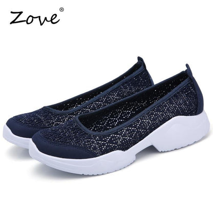 Women Flats Sneakers Shoes Breathable Mesh Walking Sneakers Ladies Woman Slip On Ballet Loafers