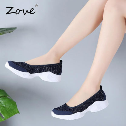 Women Flats Sneakers Shoes Breathable Mesh Walking Sneakers Ladies Woman Slip On Ballet Loafers