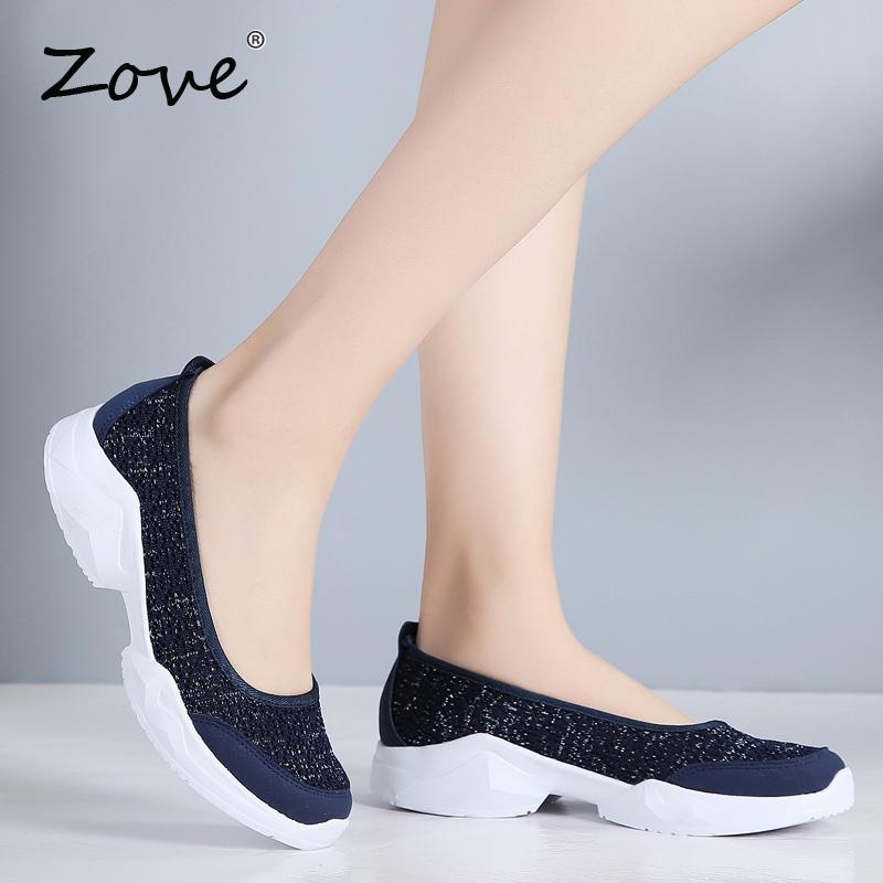 Women Flats Sneakers Shoes Breathable Mesh Walking Sneakers Ladies Woman Slip On Ballet Loafers