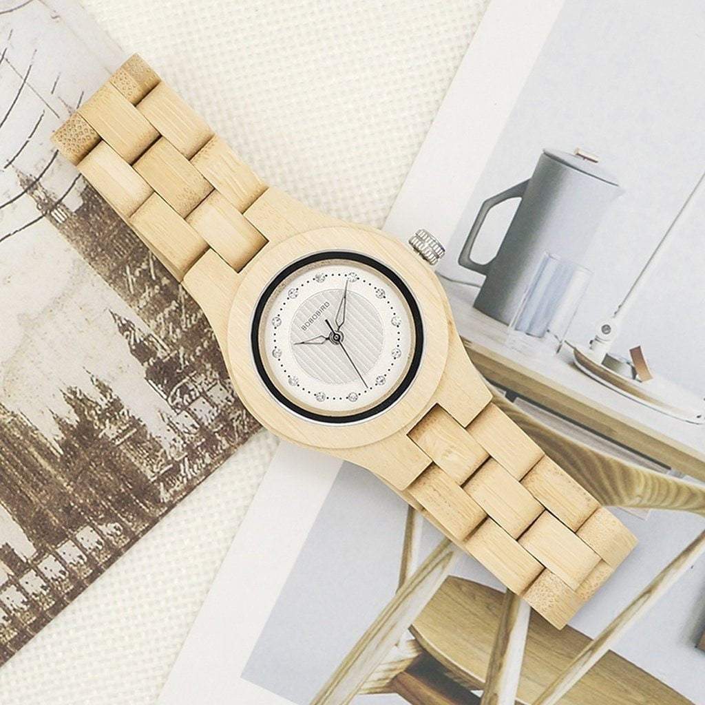 BOBO BIRD Brand 35mm Women bamboo Wristwatches