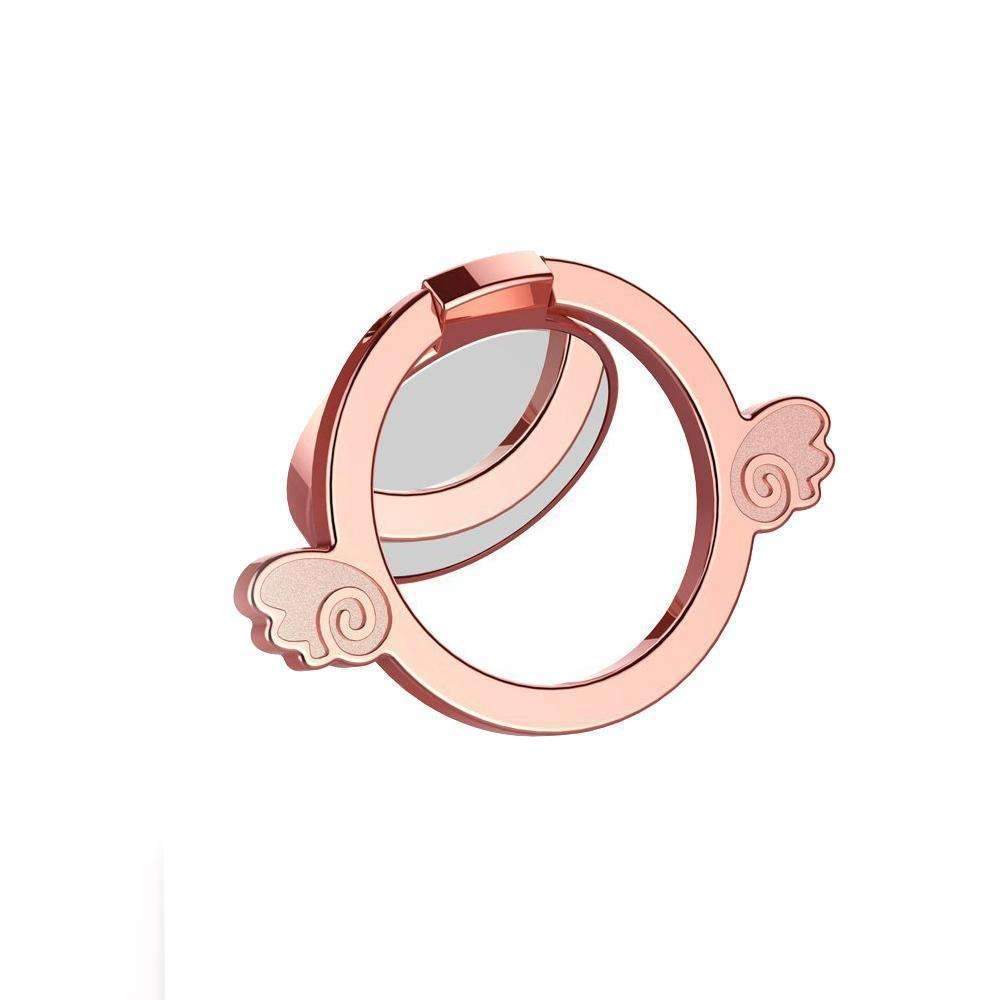 Ring Mirror Stand Holder Angel and Demon 360° Rotating Finger Grip Ring For Mobile Phone