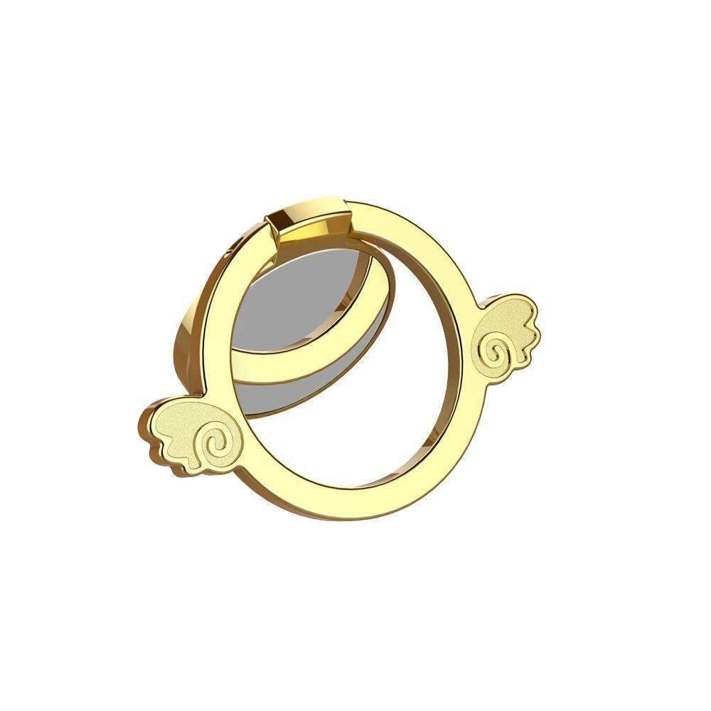 Ring Mirror Stand Holder Angel and Demon 360° Rotating Finger Grip Ring For Mobile Phone