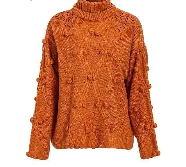 Hollow out knitted Turtleneck sweater