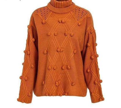 Hollow out knitted Turtleneck sweater
