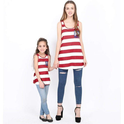 Mom Me Baby Girls Blouse 4th Of July Independence Day Family Tops Stars Striped T-Shirt Clothes