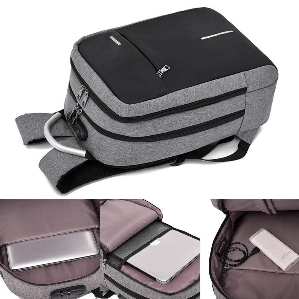 3-pin Lock Anti Theft USB Backpack