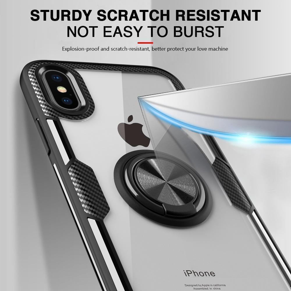 Magnetic Ring Carbon Fiber iPhone Case