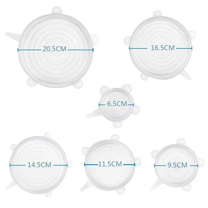 Air Tight Silicone Food Safety Lids (Set of 6)