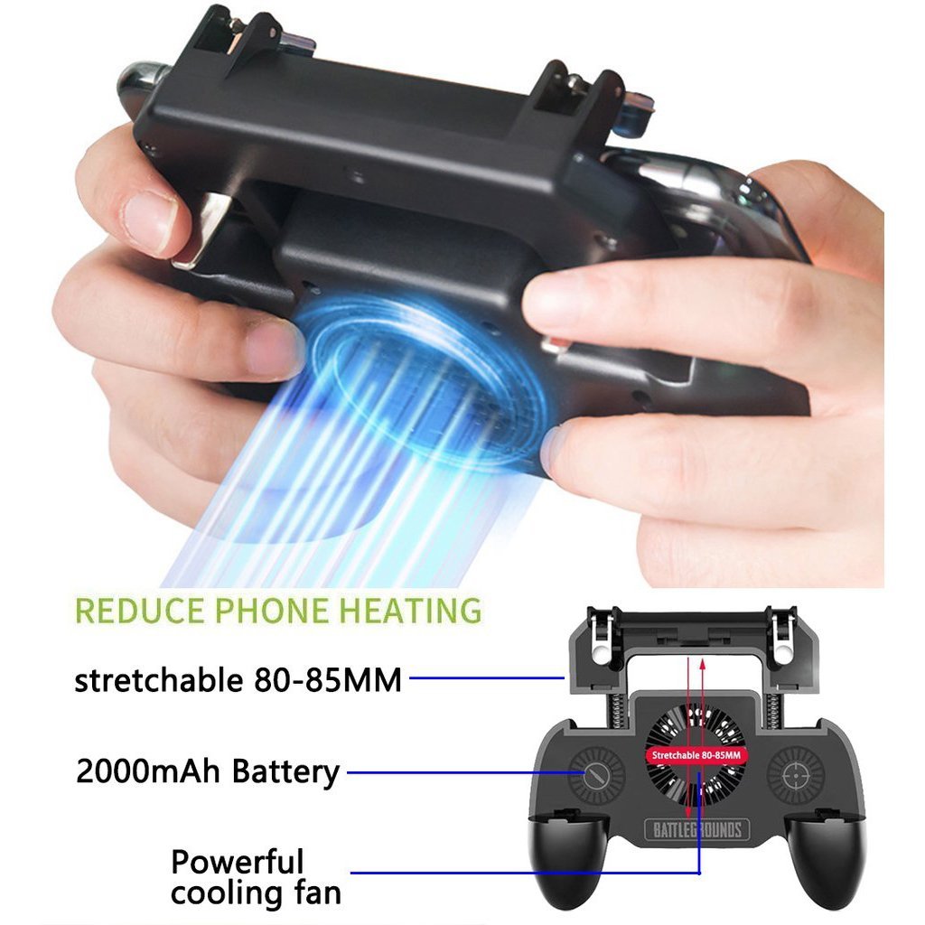 Mobile Gaming Controller--Trigger L1R1 & 2000 mAh Power Bank & Cooler Fan 3 in 1 For PUBG/Fortnite