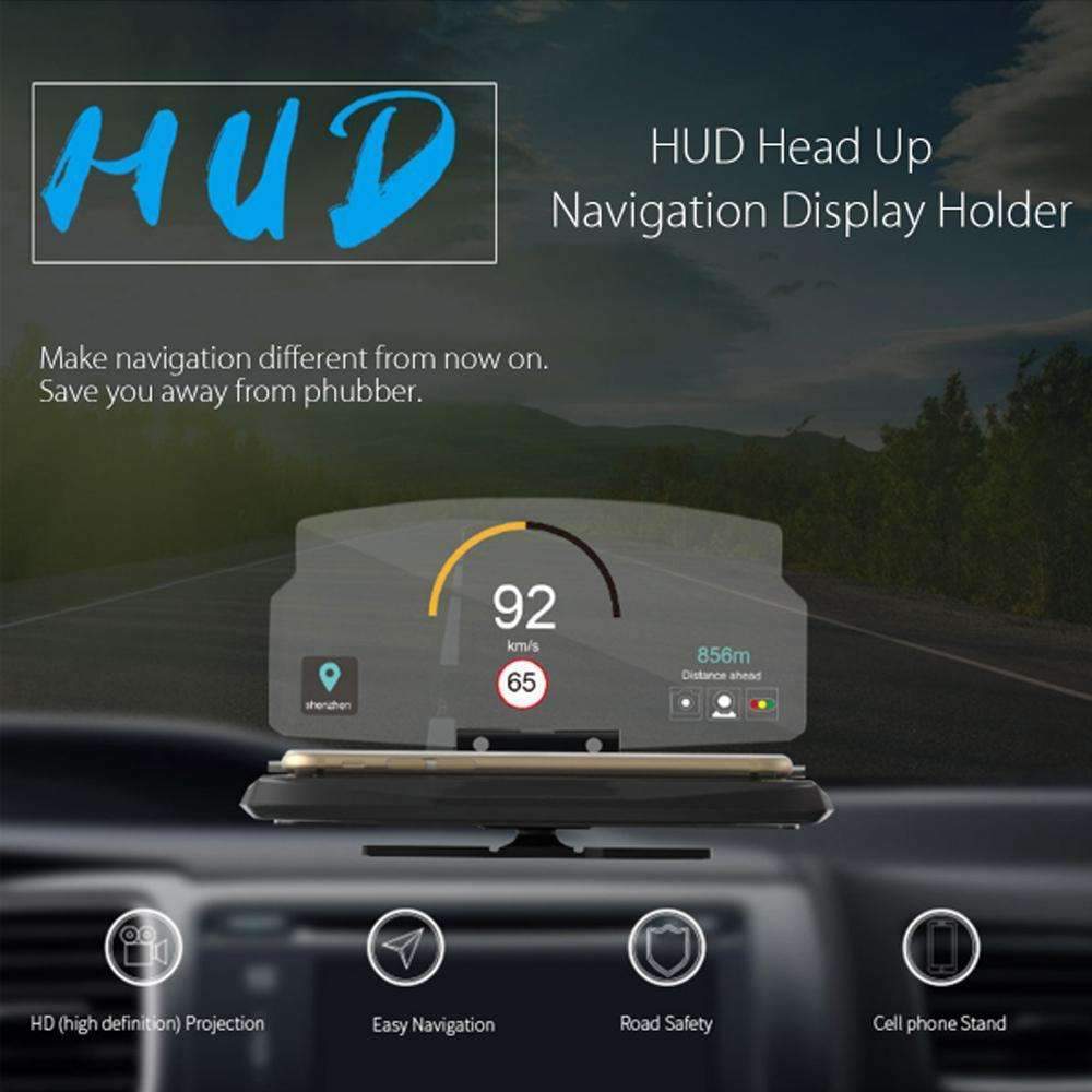 Smartphone HUD Navigation - Focus on The Road and Route Ahead