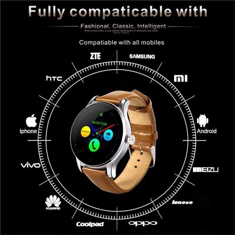 K88H Smartwatch MTK2502 Bluetooth Smart Watch Heart Rate Monitor Pedometer Dial for Android IOS