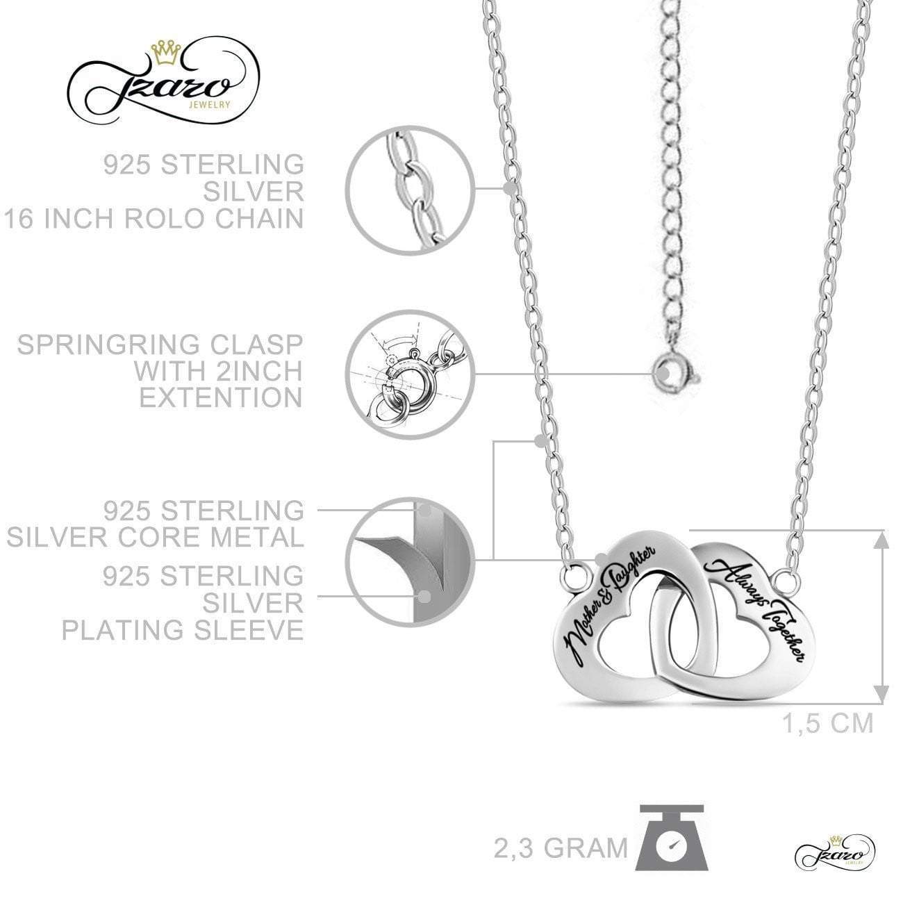 Mother Daughter Necklace, 925 Sterling Silver