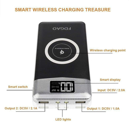 FDGAO Real 10000mAh Qi Wireless Power Bank Charger