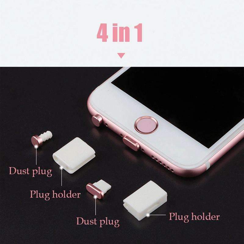 4 in 1 Metal Alloy Earphone Jack Anti Dust Plug Ear Earphone Cap for iPhone