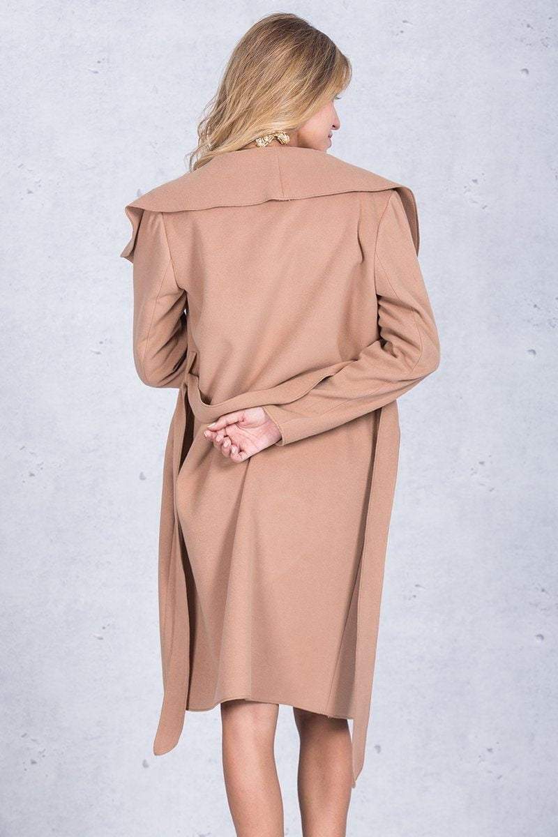 Turn-Down Ruffle Long Casual Coat