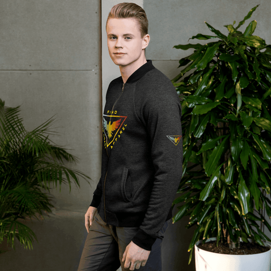 Men's Full Zip Heather Black Triad Bomber Jacket
