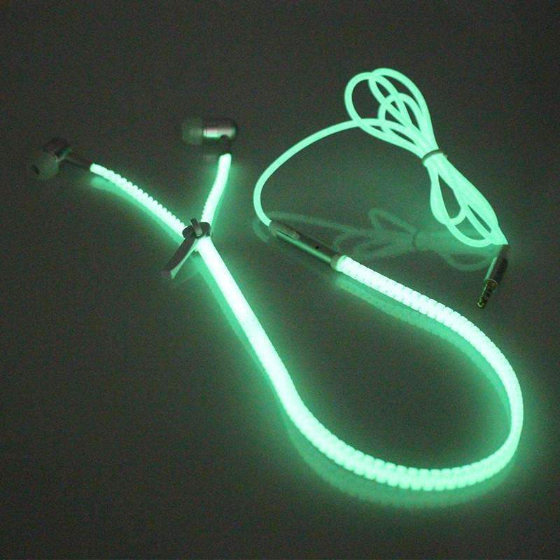 Glow In The Dark Metal Earphones Earbuds With Mic