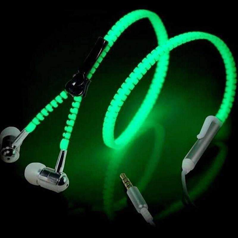 Glow In The Dark Metal Earphones Earbuds With Mic